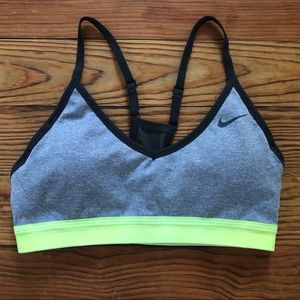 Nike Dri-fit Sports Bra Gray/Black/Neon Green